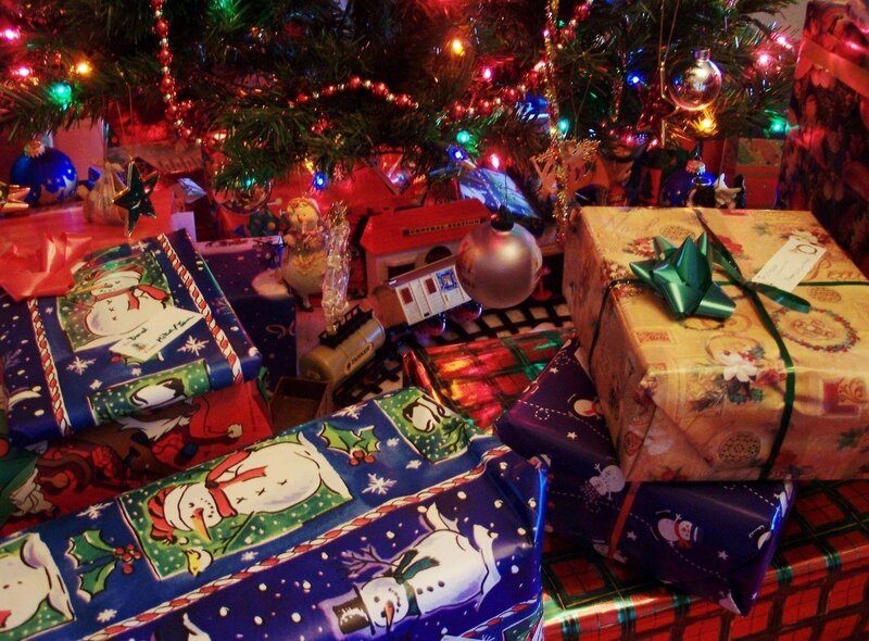 Presents under Christmas Tree — Red