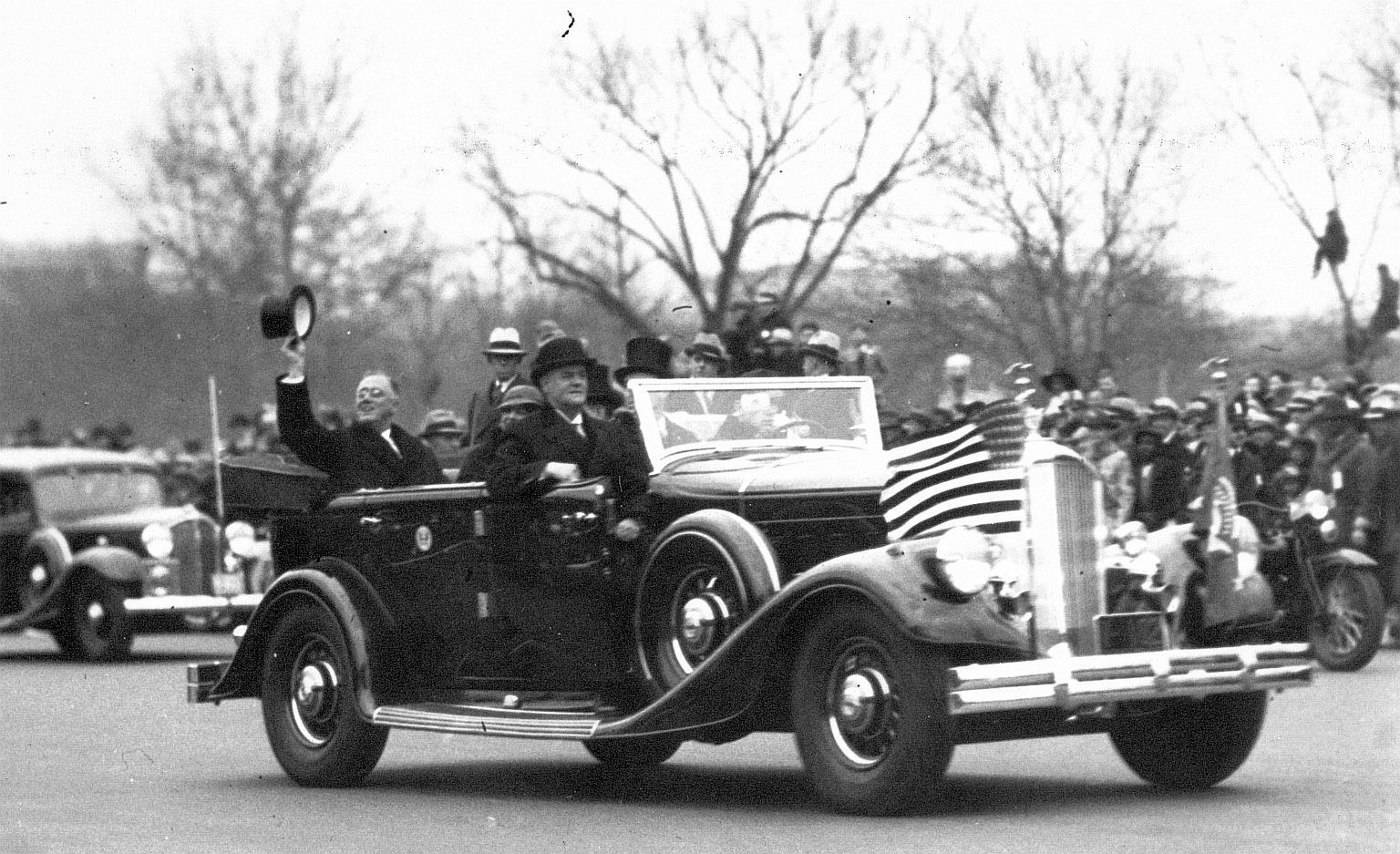 President in parade car
