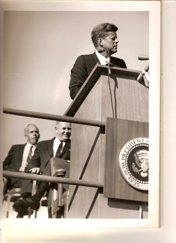 President Kennedy speaking at podium