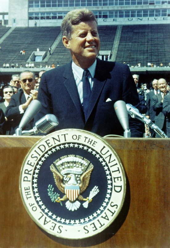 President Kennedy speaking at stadium