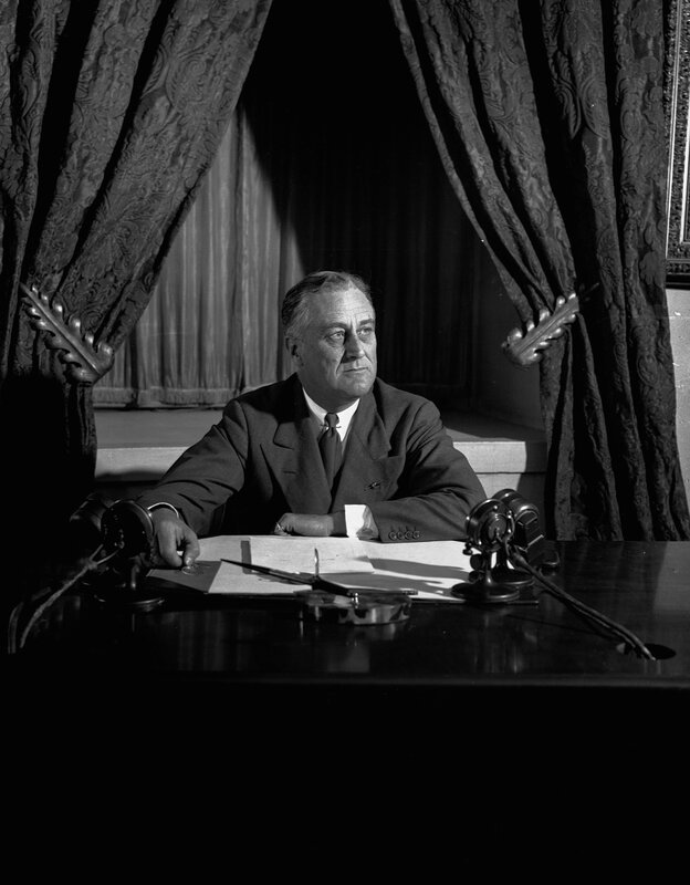 President Roosevelt at his desk