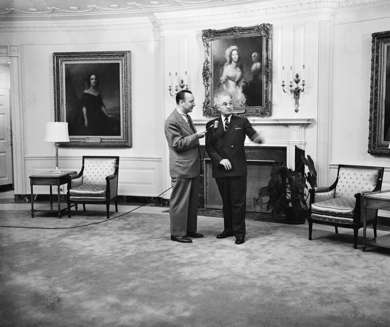 President Truman being interviewed