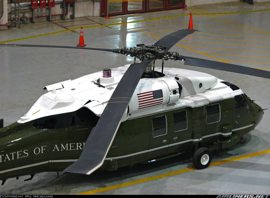 Presidential helicopter in hangar