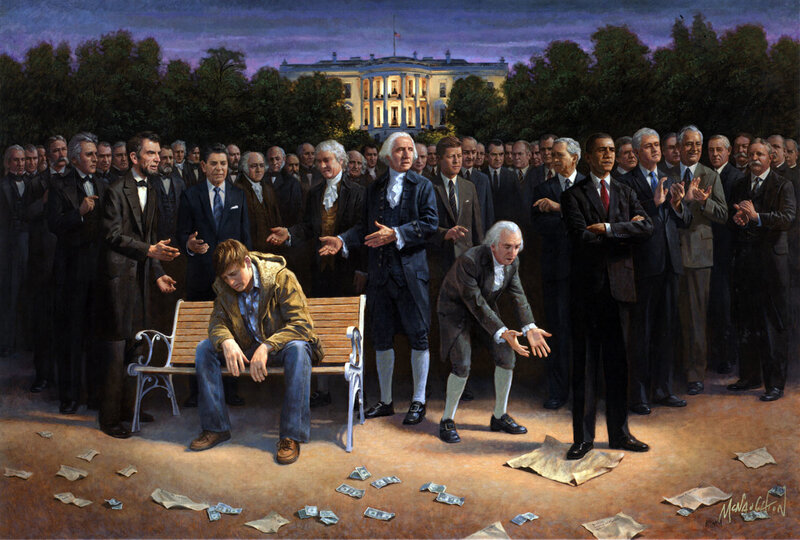 Presidents and a homeless man