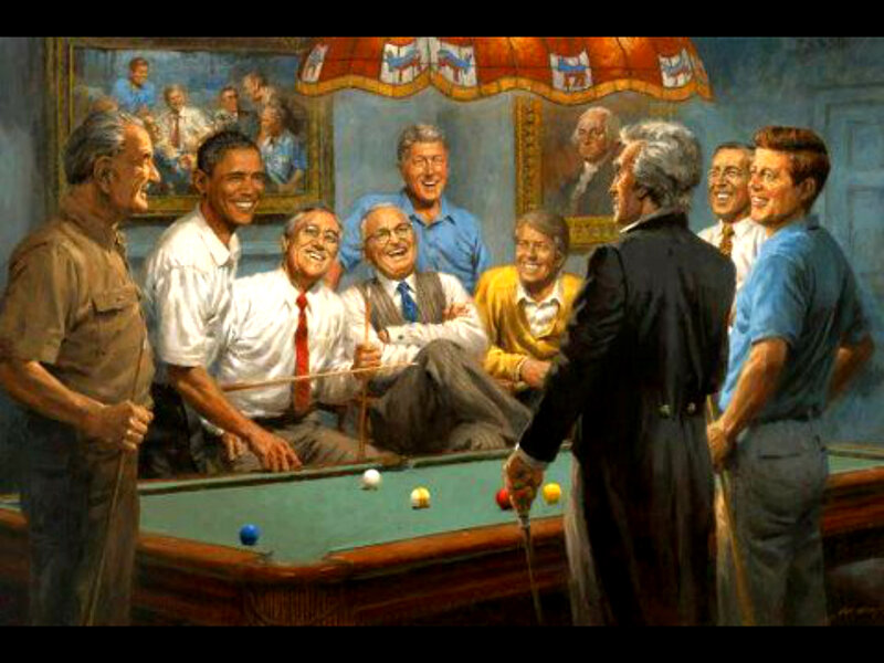 Presidents Playing Pool