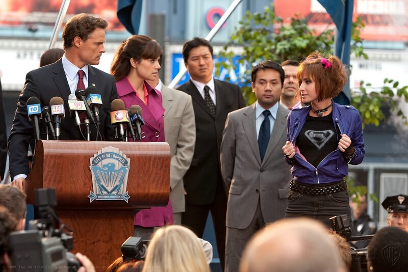 Press conference with Superman character