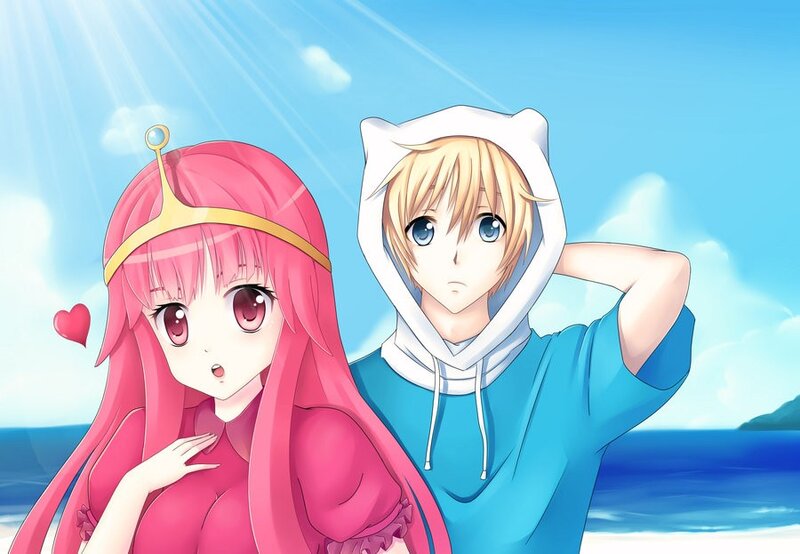 Princess Bubblegum and Finn at the beach