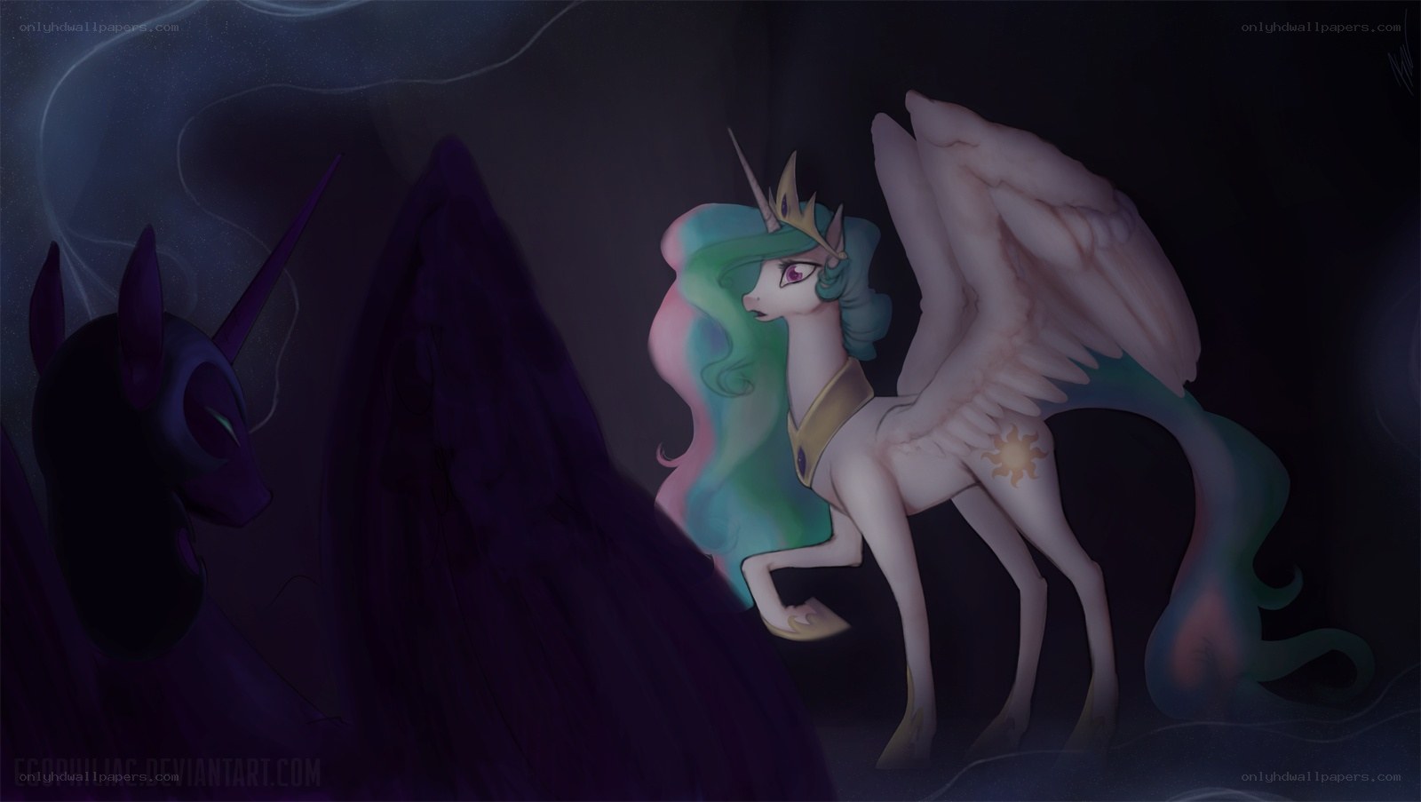 Princess Celestia and Nightmare Moon