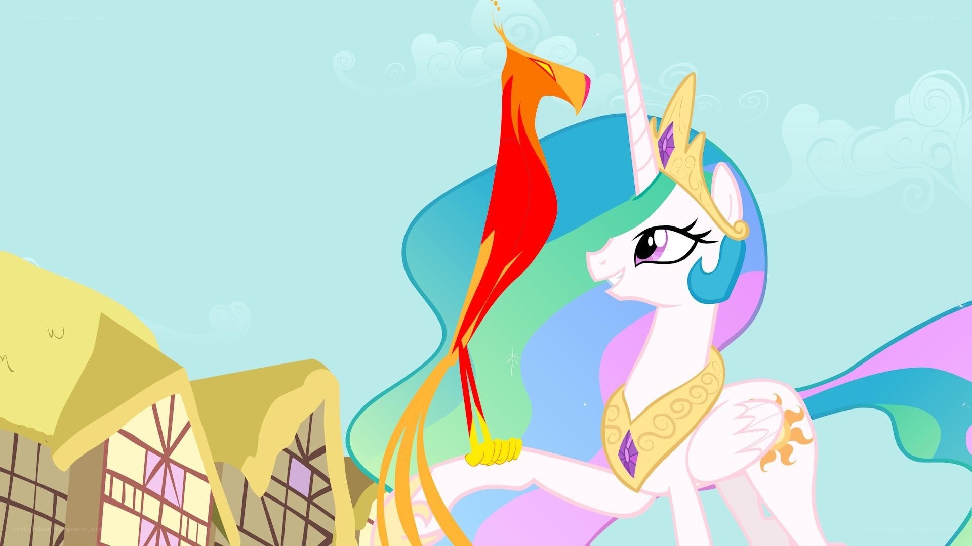Princess Celestia with a phoenix