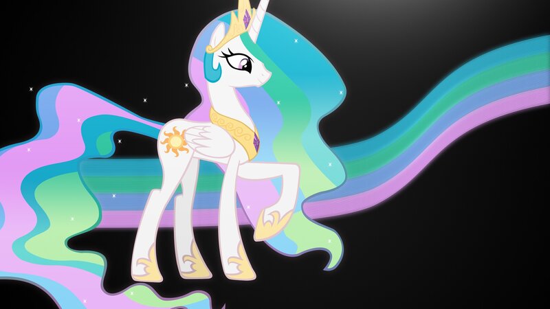 Princess Celestia with rainbow mane