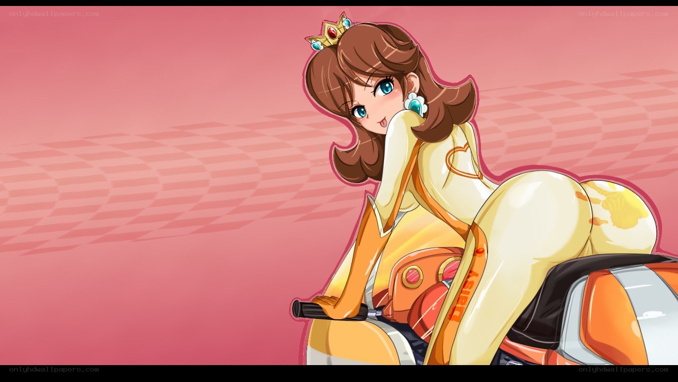 Princess Daisy on a motorcycle