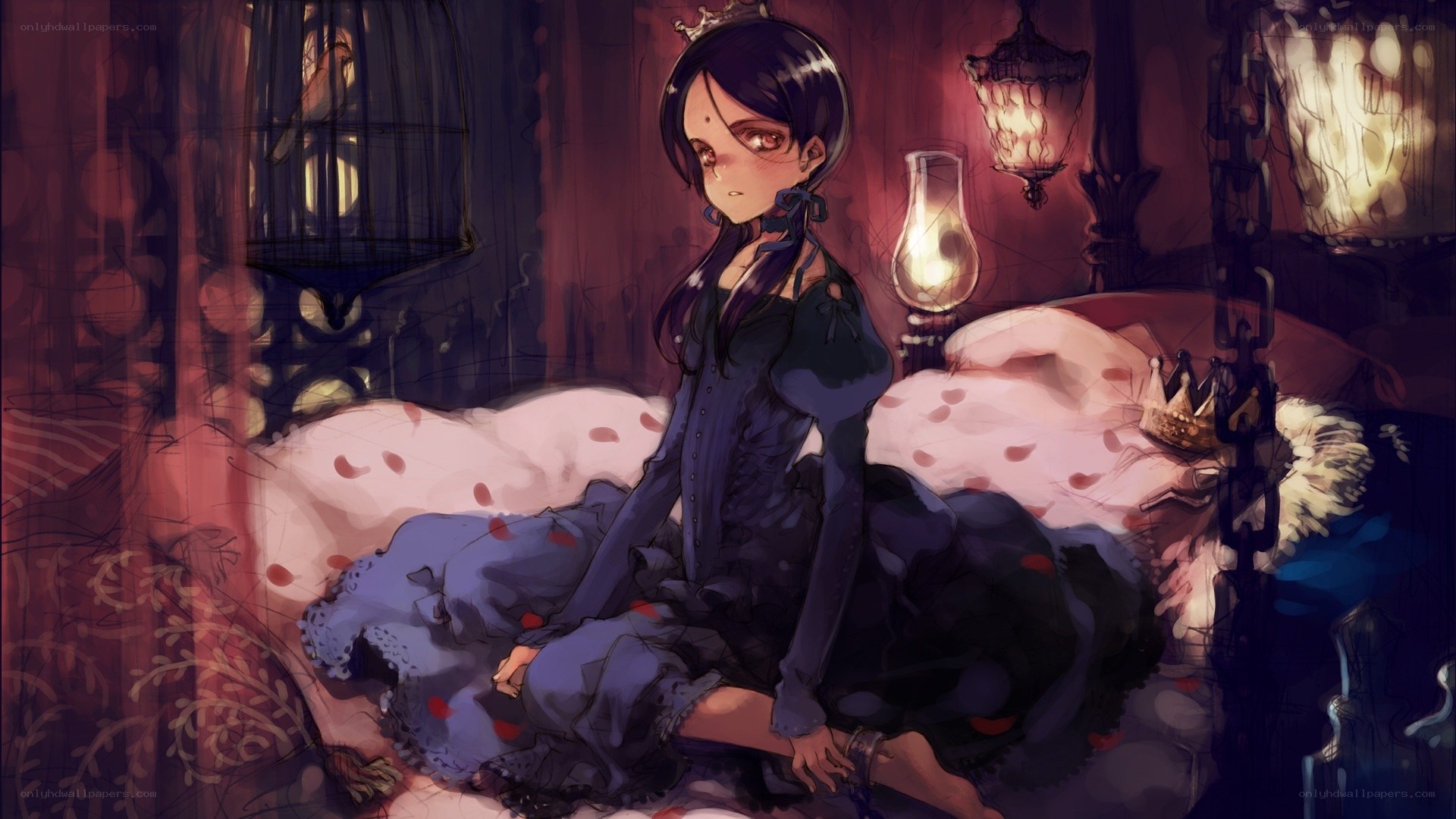 Princess in a dark room