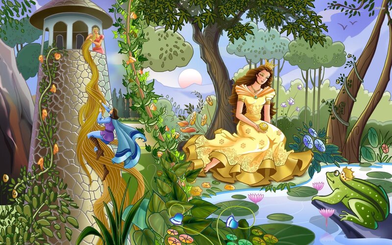 Princess in Forest — Green, Serene, Sunset