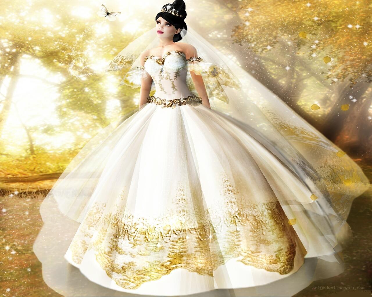 princess in golden gown