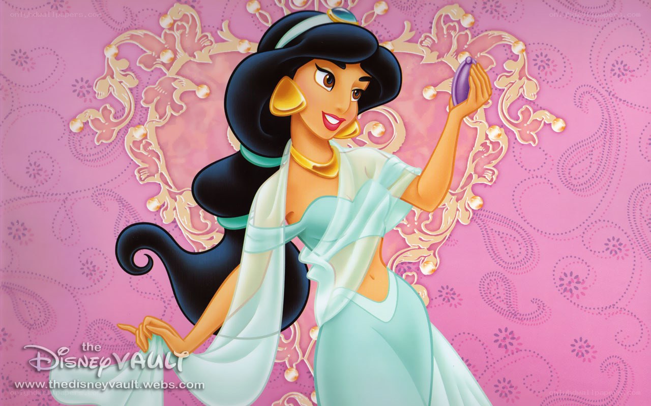 Princess Jasmine holding a mirror