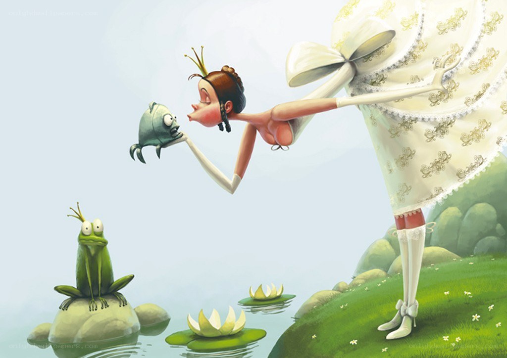 princess kissing a frog