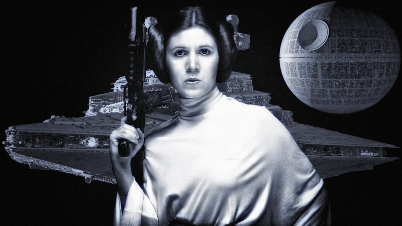 Princess Leia Holding Blaster — Black, Dramatic, Night