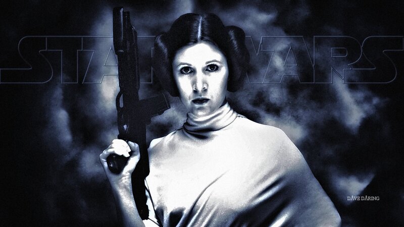 Princess Leia Holding Blaster — Black, Dramatic, Photograph, Smoke