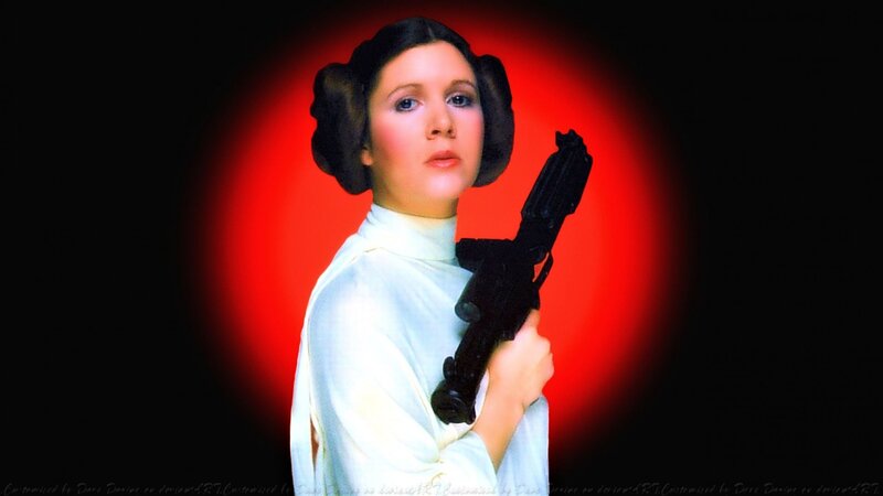 Princess Leia Holding Blaster — Black, Dramatic, Photograph