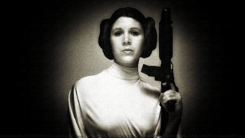 Princess Leia Holding Blaster — Black, Dramatic