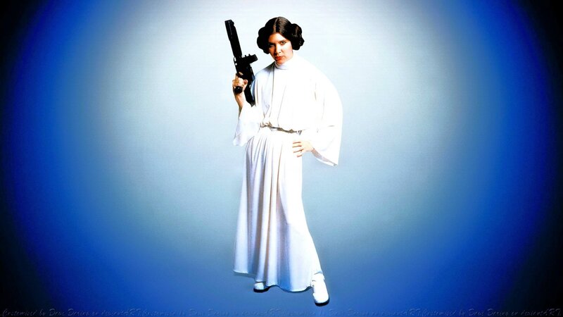 Princess Leia Holding Blaster — Blue, Dramatic