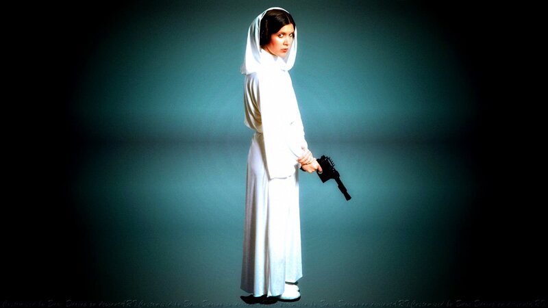 Princess Leia Holding Blaster — White, Dramatic