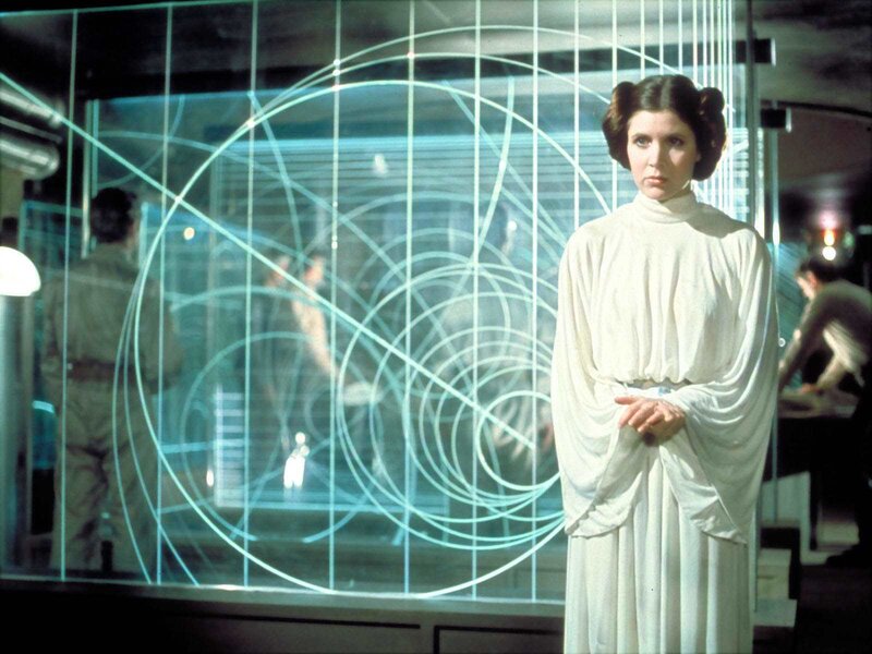 Princess Leia in a hologram room