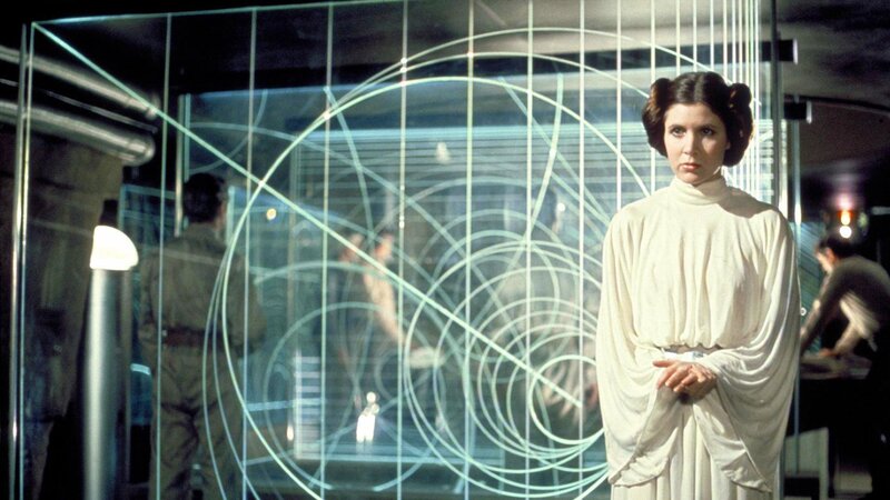 Princess Leia in a hologram room