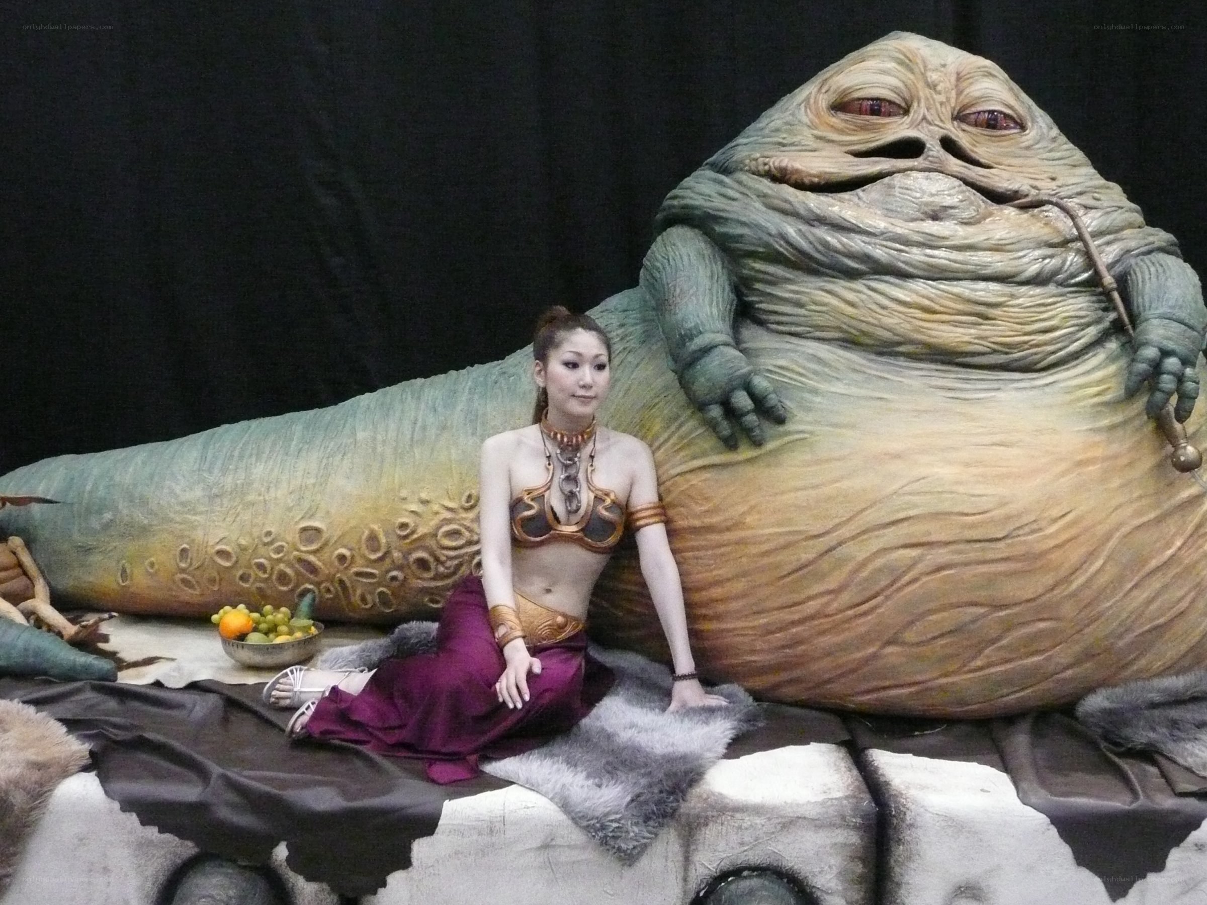 Princess Leia with Jabba the Hutt