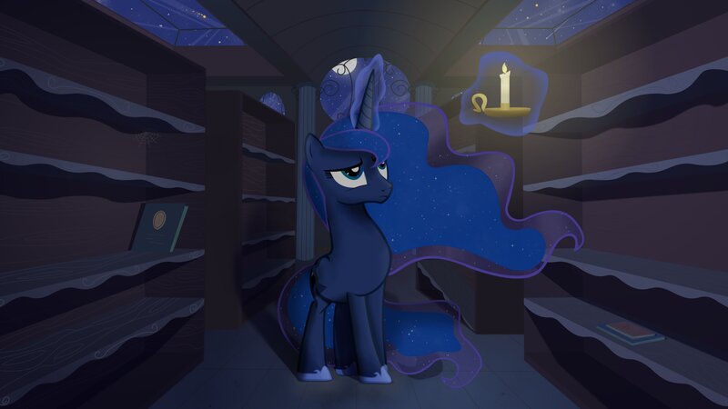 Princess Luna in a library