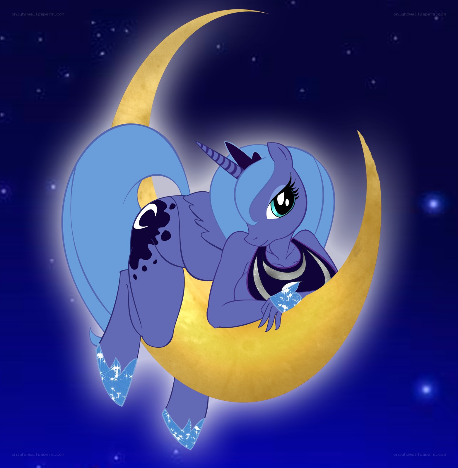 Princess Luna on a crescent moon