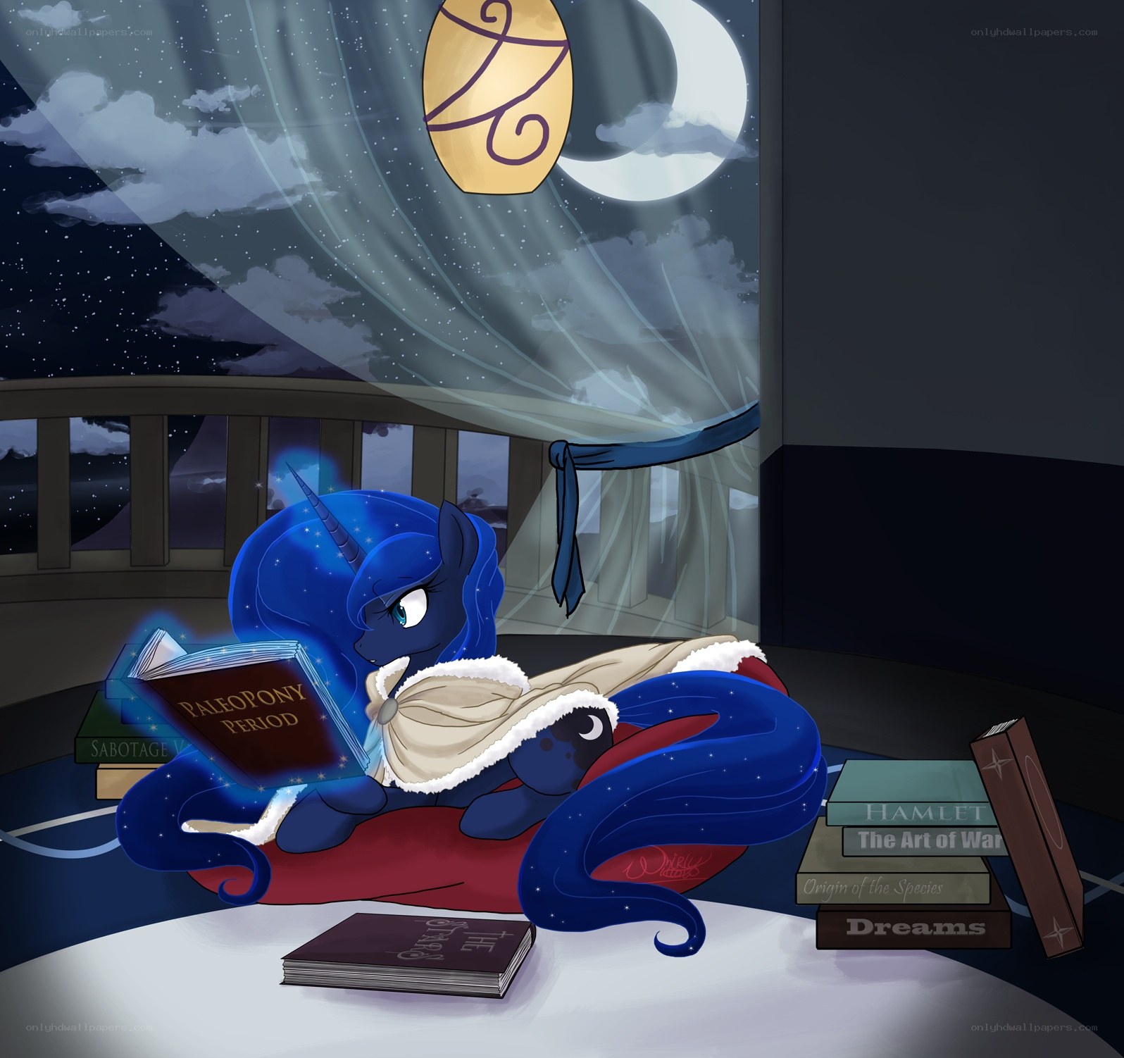 Princess Luna reading at night