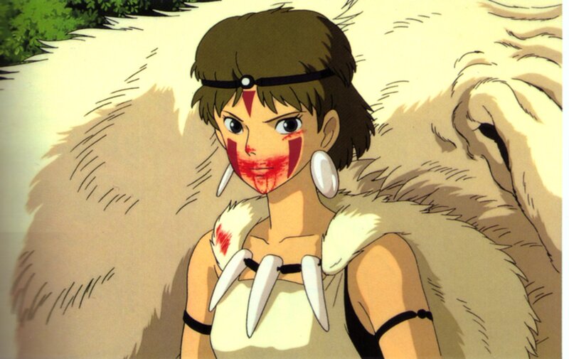 Princess Mononoke with blood face paint