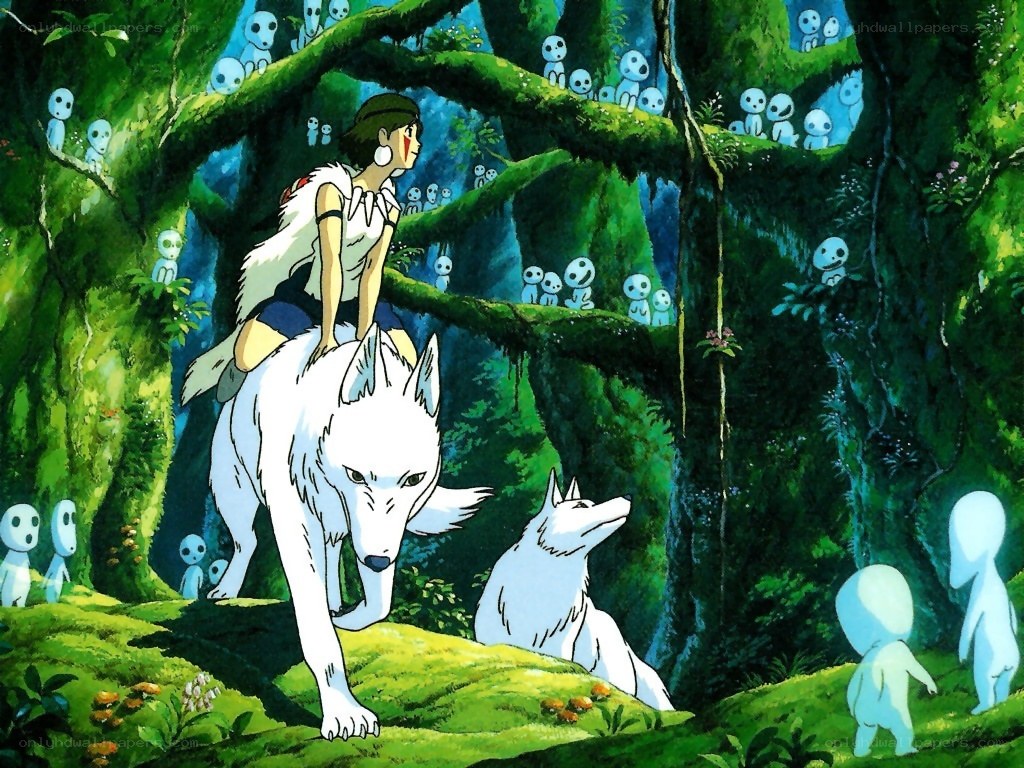 Princess on a wolf in a forest