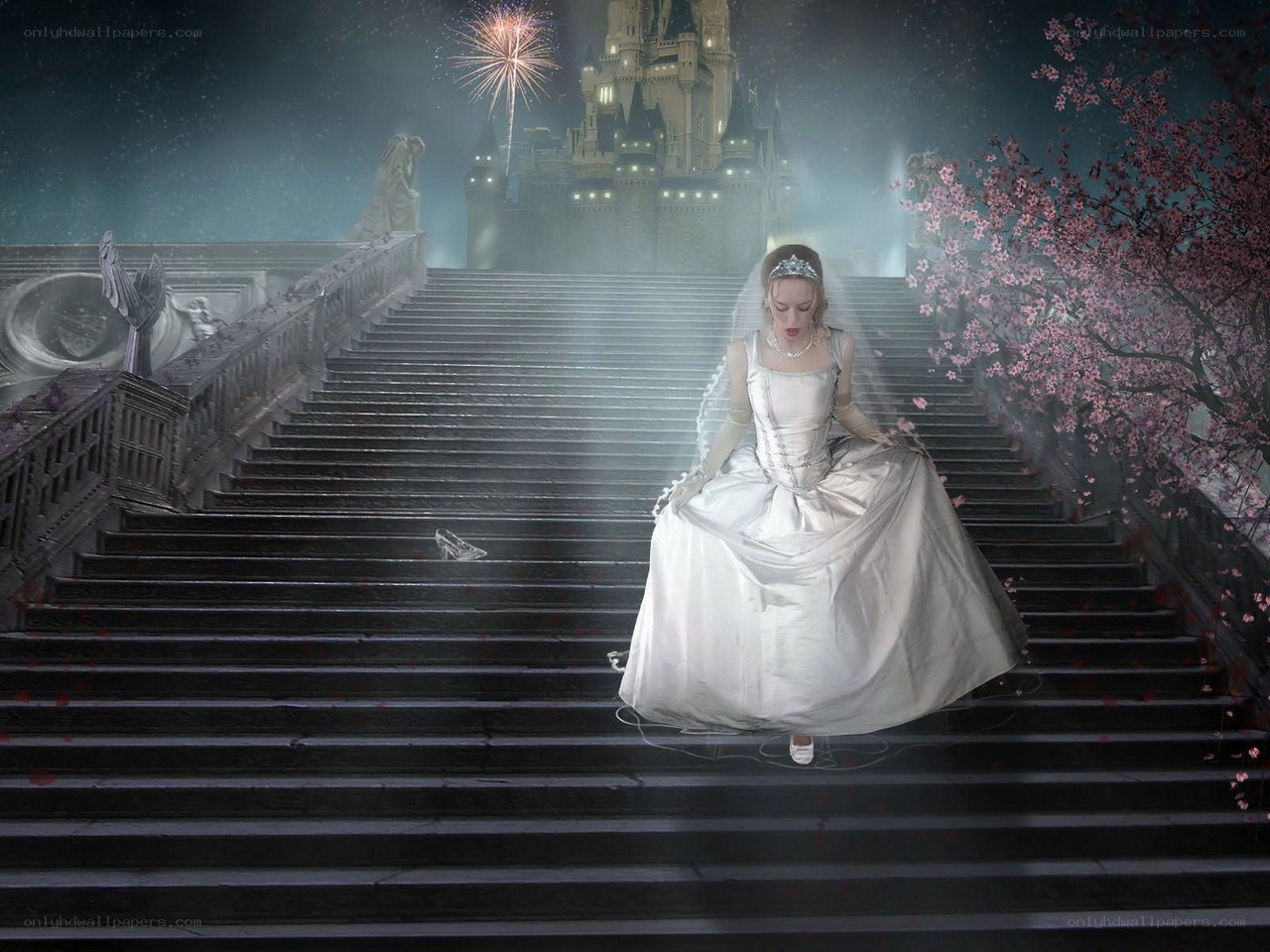 Princess on castle steps