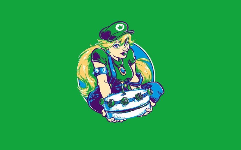 Princess Peach holding cake