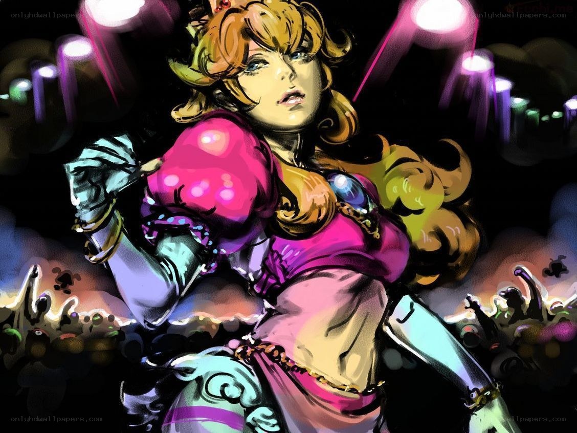 Princess Peach in a vibrant scene