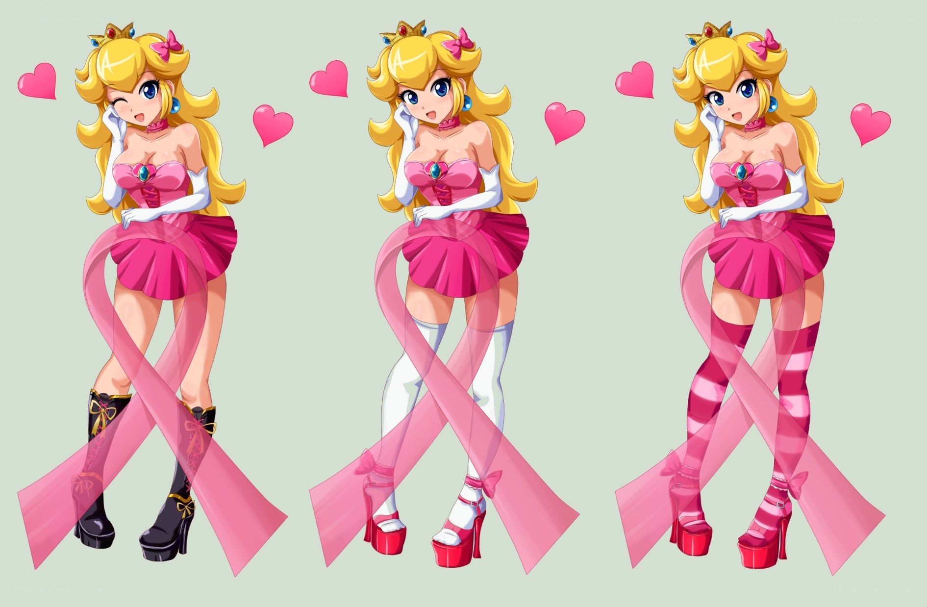 Princess Peach with pink ribbons
