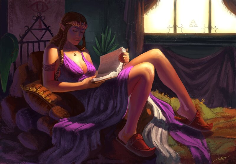 Princess reading by window