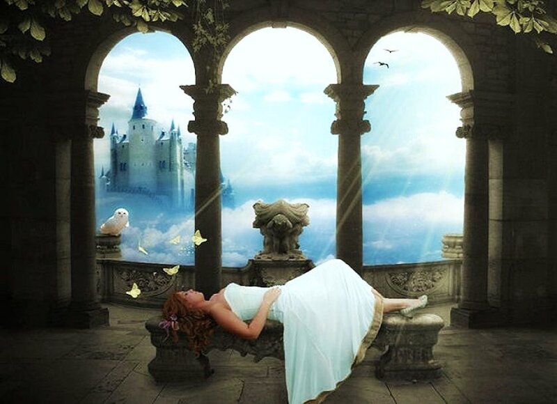 Princess sleeping in a castle
