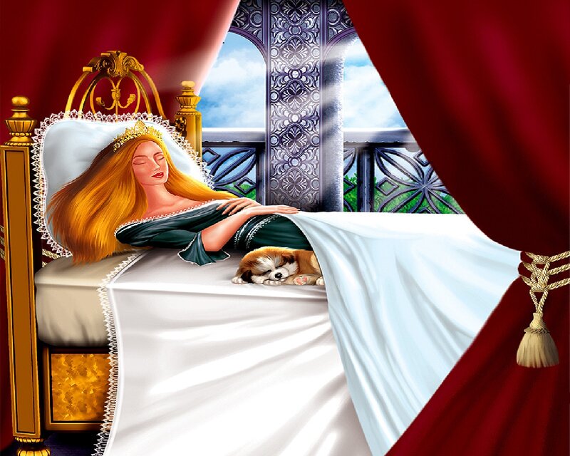 Princess Sleeping in Bed — Red