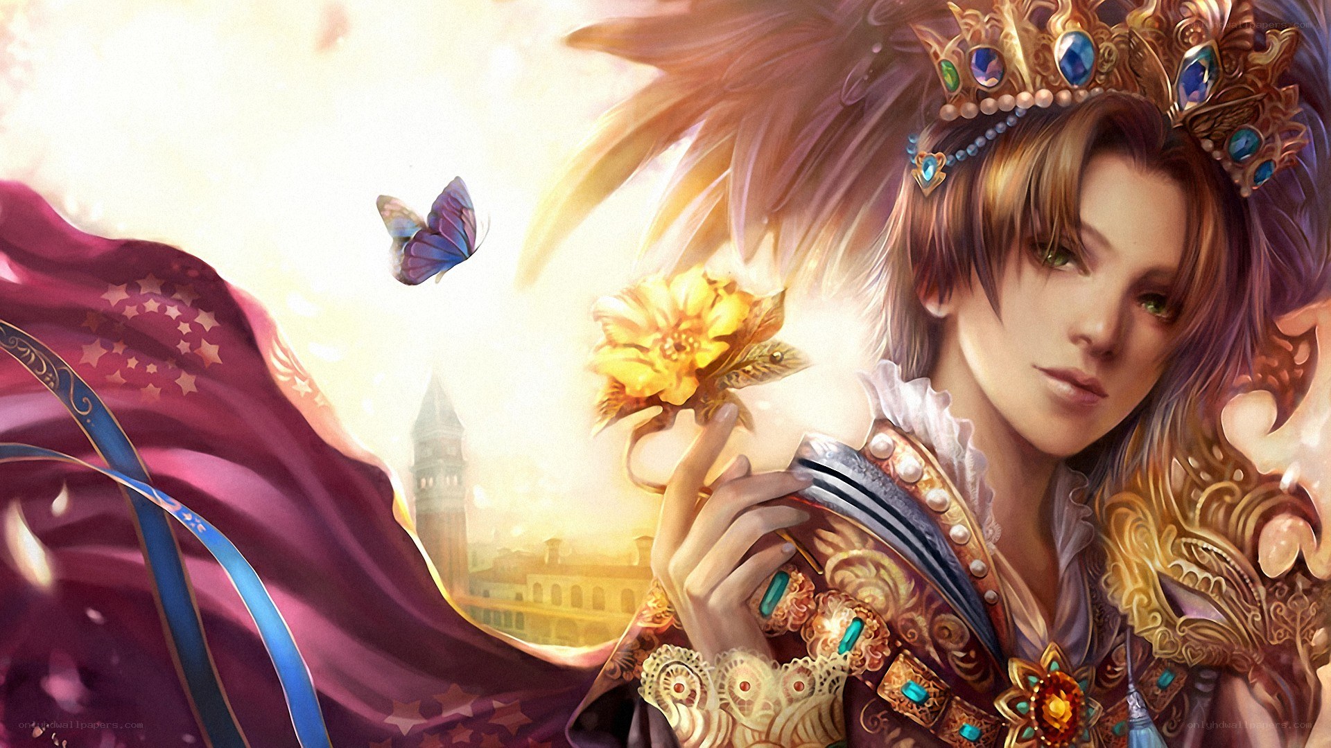 princess with butterfly and flower