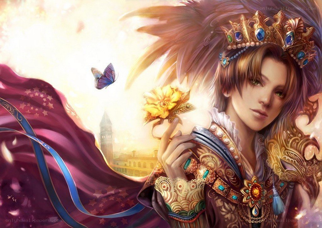 princess with crown and butterfly