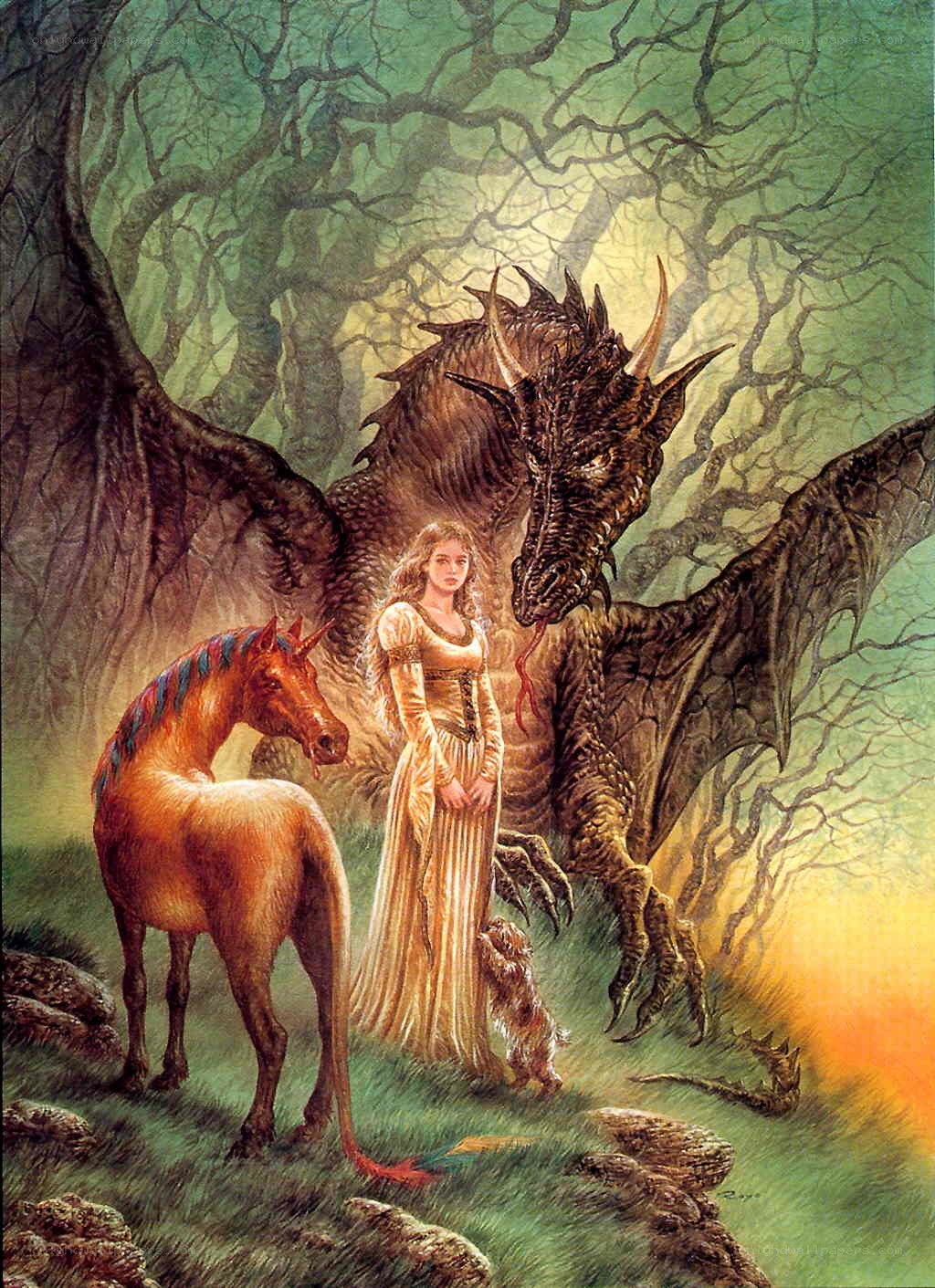 Princess with dragon and horse