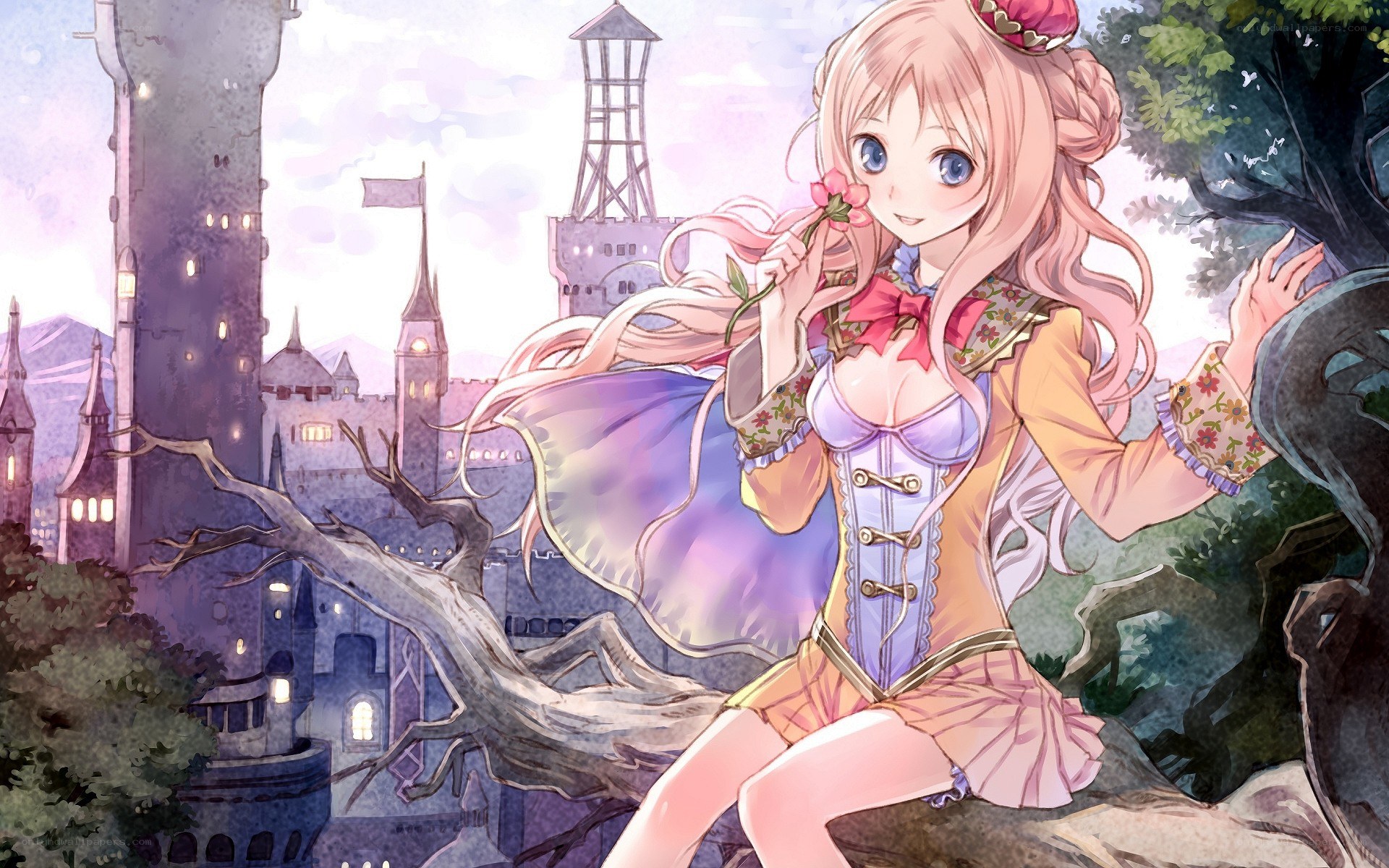 princess with flower in castle