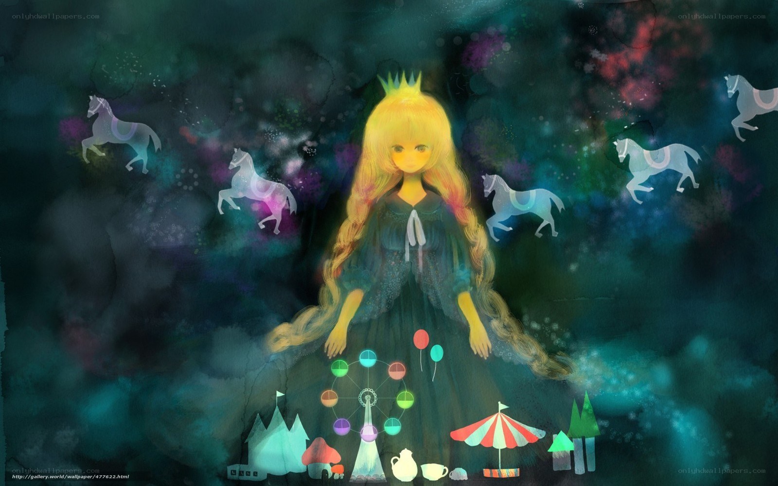 princess with glowing horses