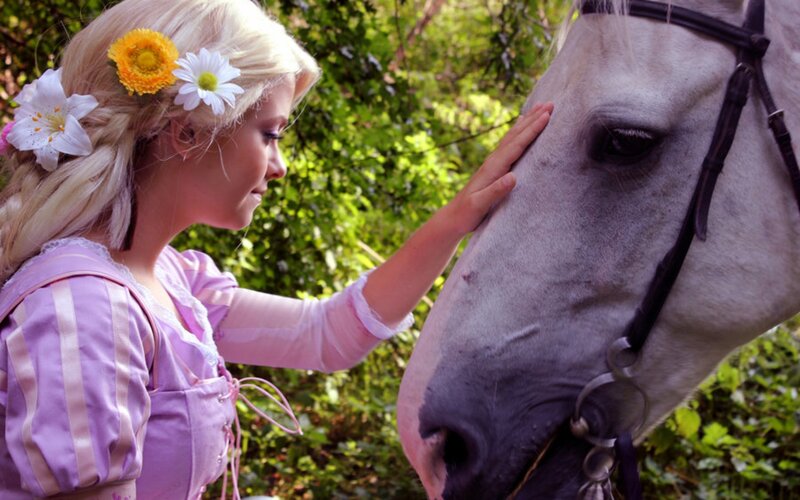 princess with horse in forest