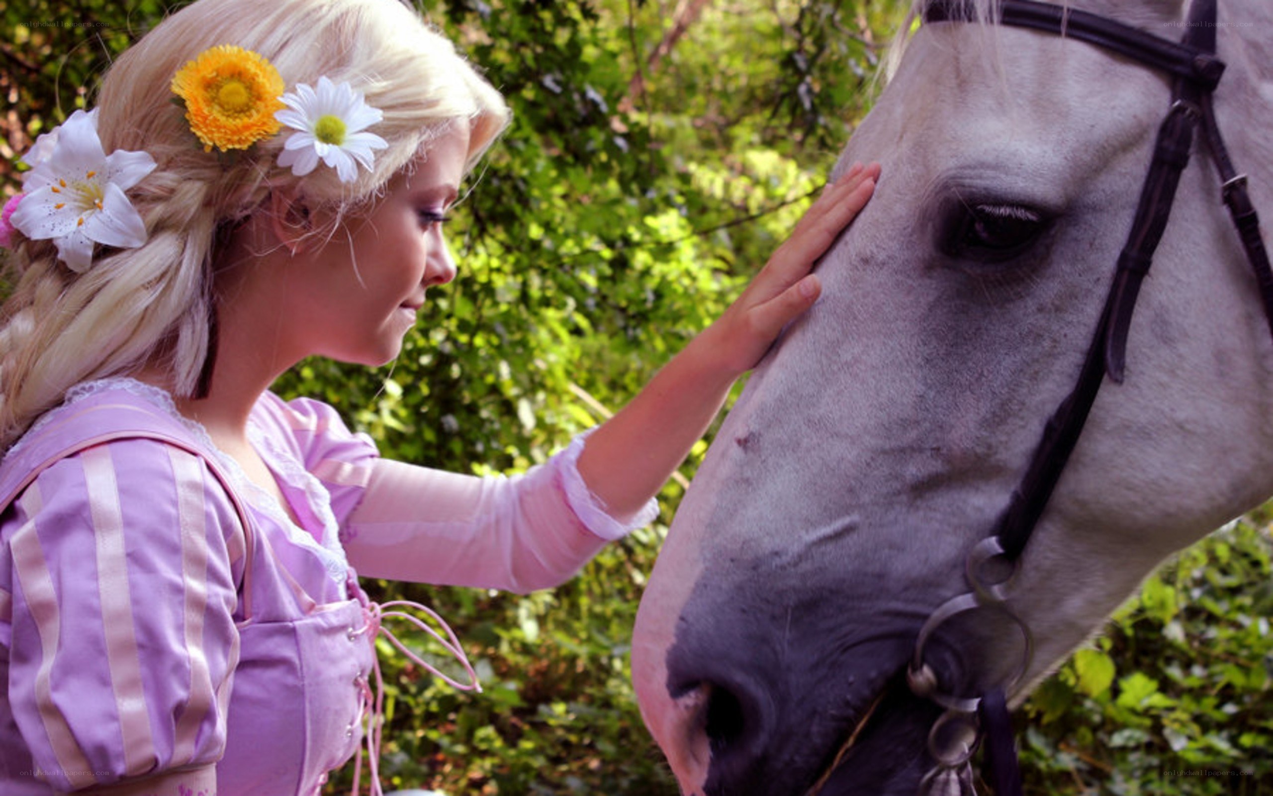 princess with horse in forest