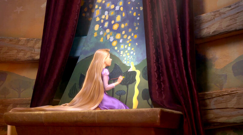 Princess with Long Blonde Hair — Purple, Serene, Night