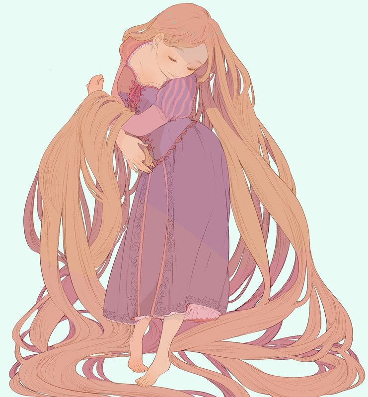 Princess with Long Hair — Pink, Serene